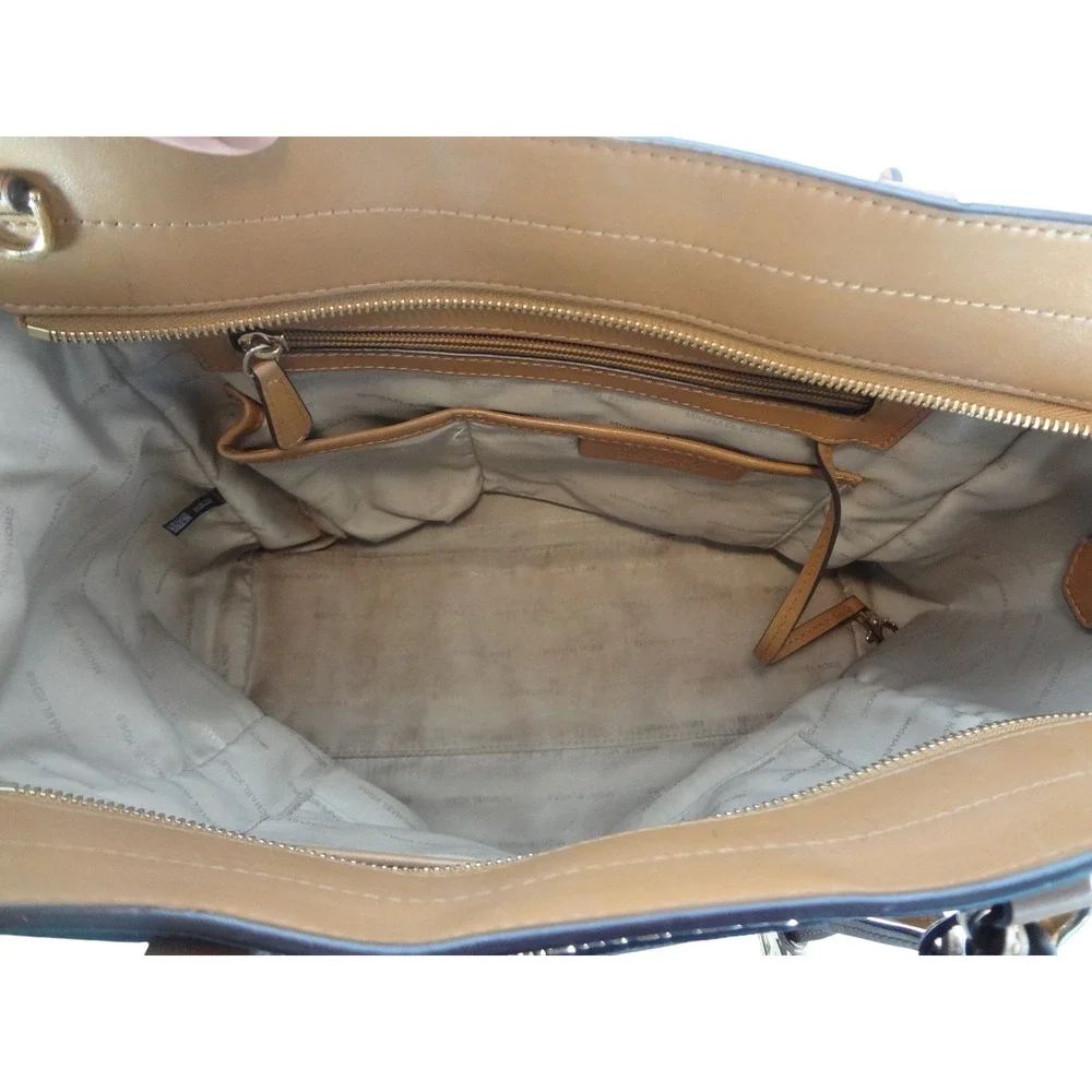 Michael Kors Tote Bag Large Brown Monogram Logo Coated Canvas Shoulder Bag